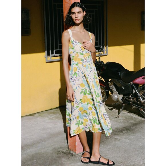 Zara Dresses & Skirts - NEW ZARA linen blend printed dress 3611 dress size L